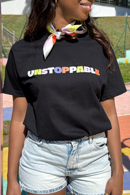 TSHIRT MULHER UNSTOPPABLE BLACK